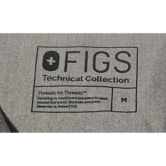 Figs Scrub Womans Medium Gray V-Neck With Pocket - Picture 2 of 3